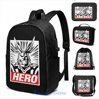 

Funny Graphic print Boku No Hero Academia - All Might USB Charge Backpack men School bags Women bag Travel laptop bag