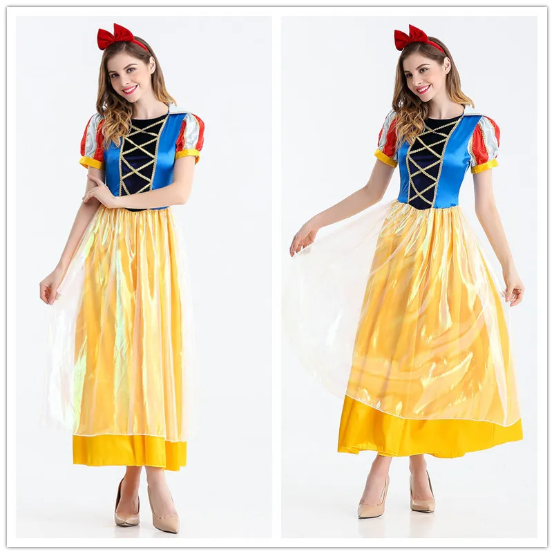

COS Adult Snow White Princess Dress Aisha Bell Sissy Anna Makeup Ball Performance Evening Gown Costume