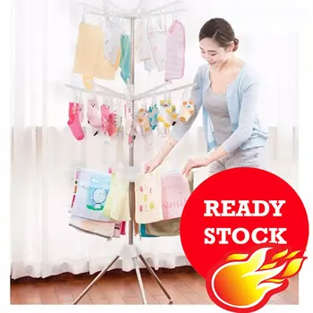 

Stainless Steel Shelf Drying Rack Hanger Ornament Home Supply Clothes Household Tools Foldable Rotatable Convenient