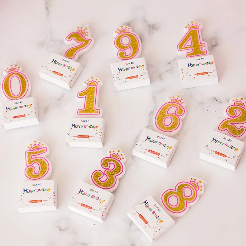 

Baby Shower Cake Candle Children's Party Birthday Number Toppers Gold Powder Wedding Dessert Table Decorations Baking Supplies