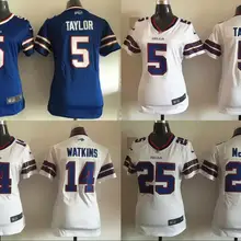 Сшитая женская футболка с вышитыми логотипами Buffalo s 5 Tyrod Taylor 14 Sammy Watkins 25 LeSean McCoy Размеры s-X