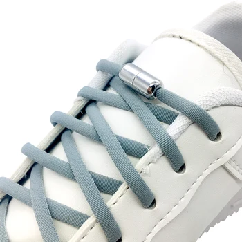 

New Arrival 1 Pair No Tie Shoelaces Elastic Locking Round Metal Lock Quick Shoelace for Shoestrings Running/Jogging/Triathlon