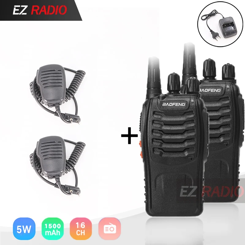 2 шт. Baofeng BF-888S двухстороннее радио Baofeng 888 888S BF888S портативное радио Baofeng BF 888S UHF рация uv-s9 bf-c1 H777 - Цвет: EU Plug-2 SQMIC