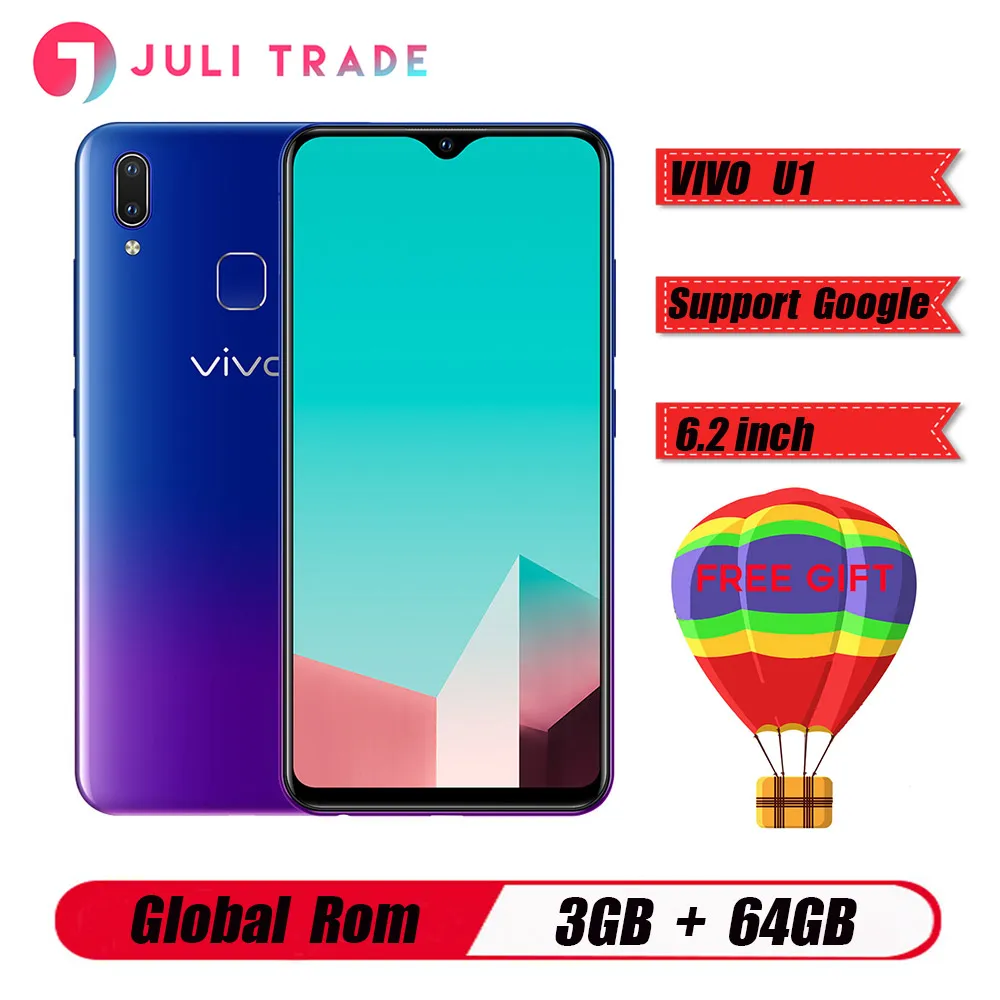 

vivo U1 6.2inch Screen 3G RAM 64G ROM Octa Core Android 8.1 4030mAh Big Battery Face ID and Fingerprint Dual Camera Smartphone