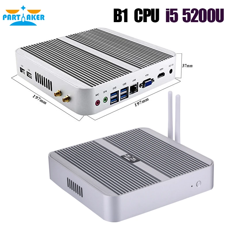 Мини компьютер без вентилятора Core i3 4005U/5005U/i5 4200U/i3 5200U/i3 6157U/i3 7167U мини с HD портом VGA 4 *
