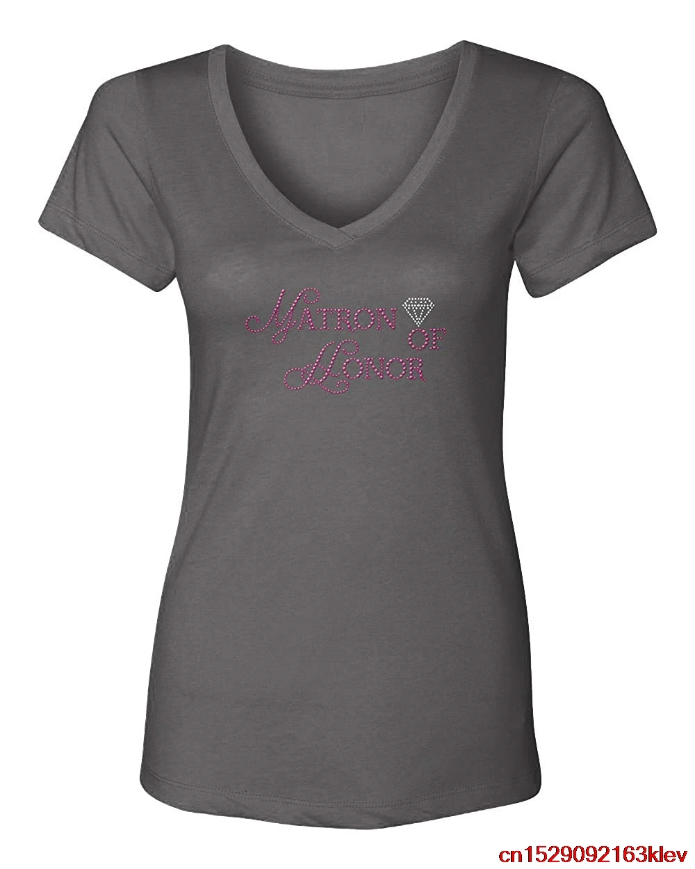 Matron of Honor Diamond - Rhinestone Women's V-Neck T-Shirt Unisex men women t shirt |