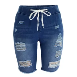 Mulheres verão casual denim shorts jeans feminino cintura alta curto push up magro rasgado bermuda shorts jeans feminino