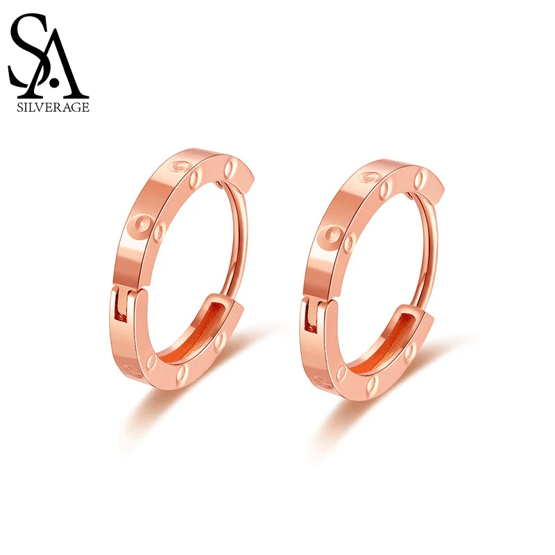 

SA SILVERAGE 18k Gold Earrings Au750 Studded Women's Rose Gold Fashion Full Star Earrings Women's Earrings Studs 18k Real Gold