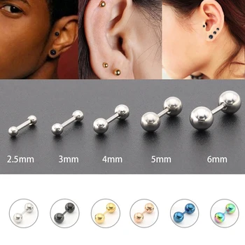 

5pcs Ball Cartilage Earrings Tragus Helix Bar Stainless Steel Barbell Daith Oreja Ring Stud Earing Ear Piercing Body Jewelry 16G