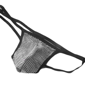 

T back sexy bikini panties low waist stripe men spandex black breathable soft