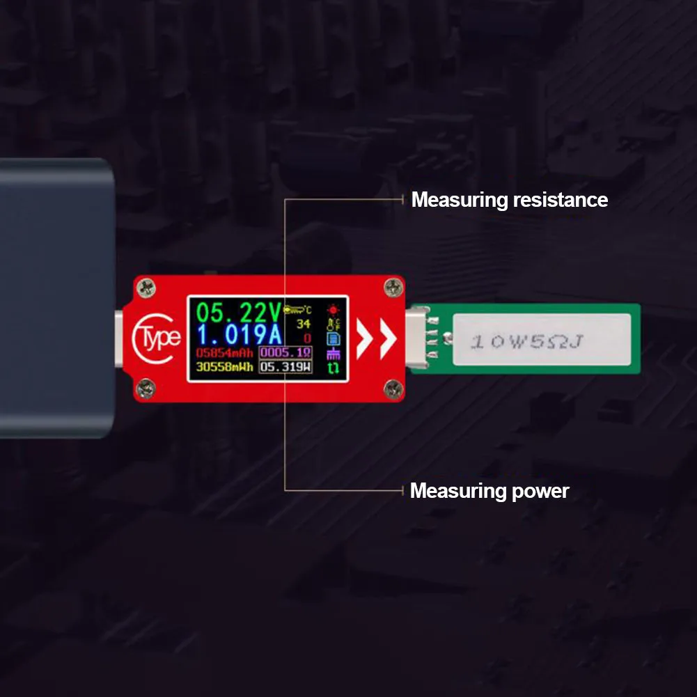 Тестер емкости type-C USB ЖК-дисплей амперметр напряжения цветной экран Быстрая зарядка PD инструмент измерения температуры Многофункциональный