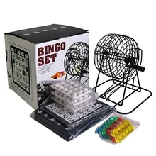 Bingo Desktop Game Ball Shaker Party Desktop Game Iron Spinning Box Bingo Set Random Number Ball Shaking Machine Board Game