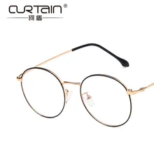Ретро круглая маленькая оправа, оправа для очков, металлические очки, оправа для очков, плоский светильник, можно сочетать с близорукостью