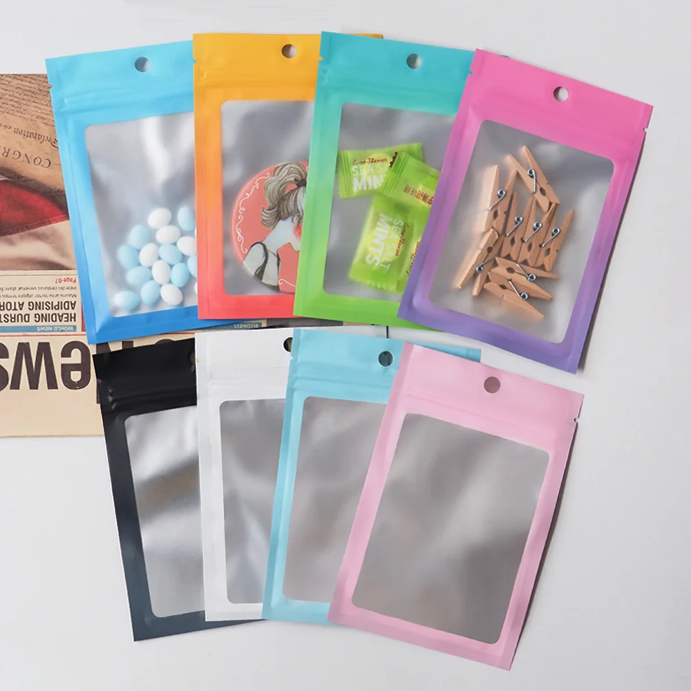 100Pcs Holographic Bags - 7x10CM Colorful Mylar Zip Lock Bags