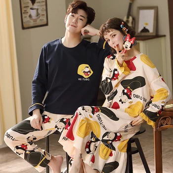 

Hot sale Lovers' Cloths Autumn Winter Casual Homewear Loungewear Matching Couple Pajama Set Cotton Sleepwear Pijama Pyjama
