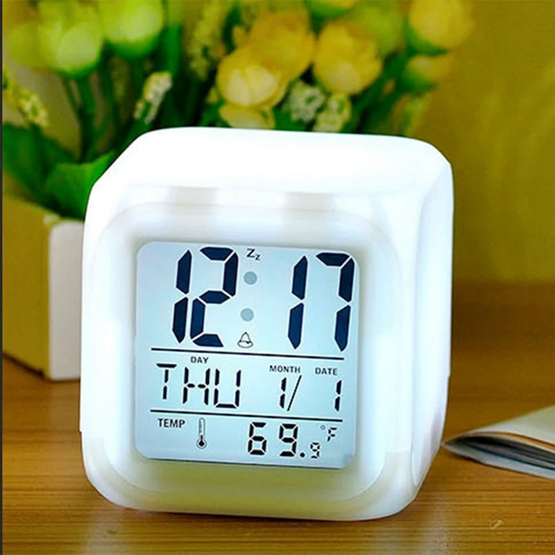 Mirror Alarm Clock LED Digital Display Electronic Time Temperature Calendar Table Alarm Clock USB Charging Student Desk Clocks