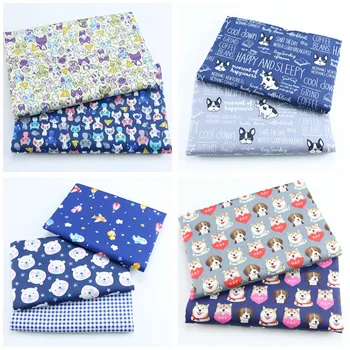 

New Cartoon Dog Cats Diy Sewing Cloth For Patchwork Quilting Baby Cribs Cushions Dress Sewing Tissus Tilda 100% Cotton Fabric