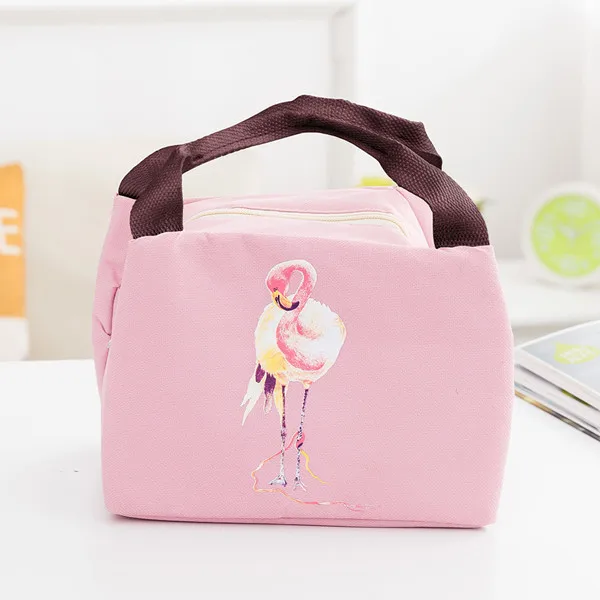 Pink OYOURLIFE милый мультфильм Фламинго сумка для хранения ланча Портативный Открытый водонепроницаемый пыленепроницаемый Теплоизоляционный прогулочный мешок сумочка для продуктов - Цвет: Pink
