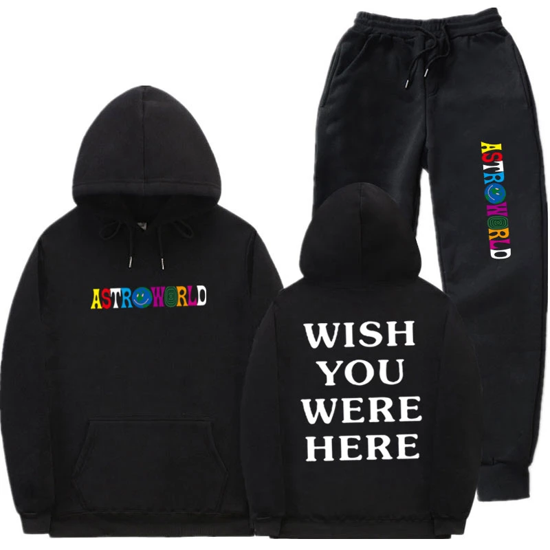 Conjunto de Sudadera con capucha de TRAVIS SCOTT para hombre y mujer, ropa deportiva con de ASTROWORLD WISH YOU WERE HERE para Otoño e Invierno|Conjuntos para hombres| - AliExpress