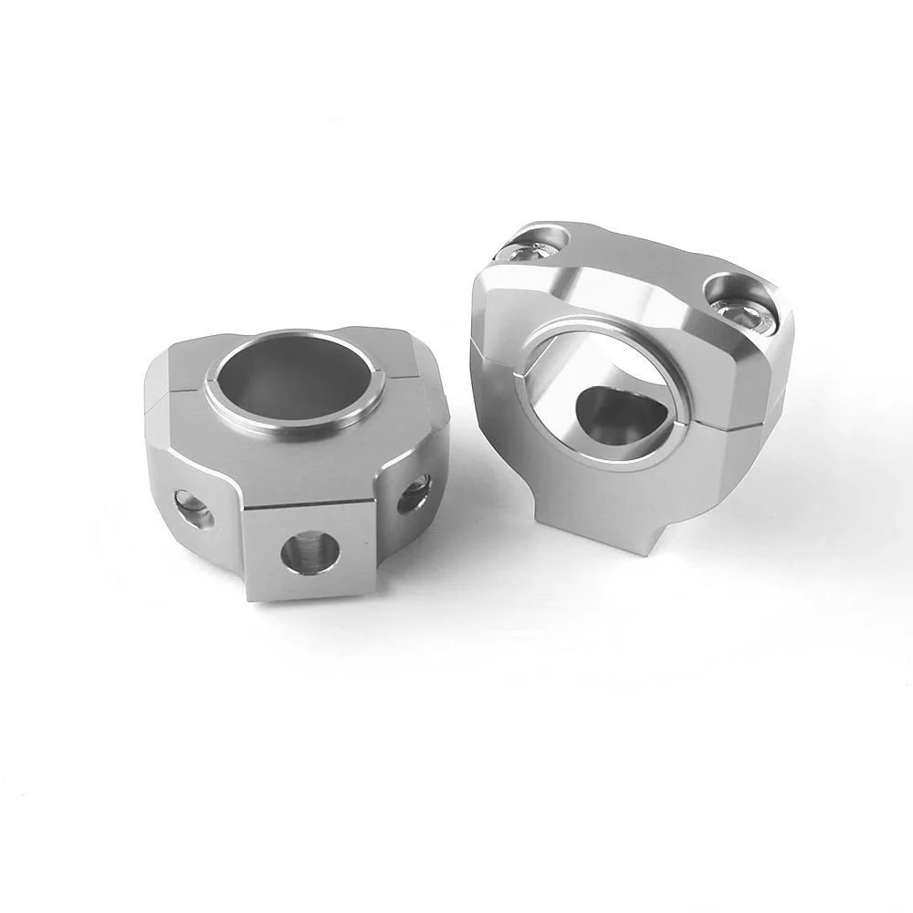 Серебристый Universal Motorcycle Aluminum Screw hole 28mm 1-1/8'' inch HandleBar Risers Fat Handle Bar Mount Clamp For Racing And Scooter - Цвет: Серебристый