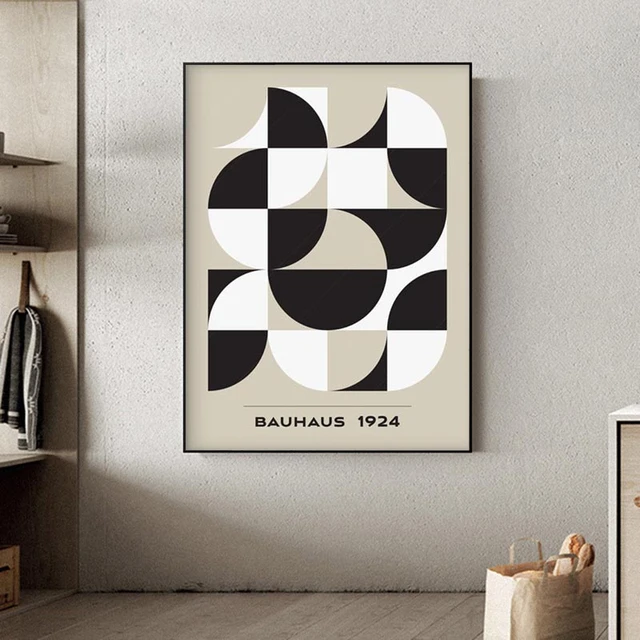 black and white mid century modern art