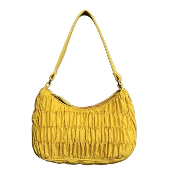 

The New Web Celebrity Pleated Bag For Summer 2020 Is Versatile And Versatile Underarm Baguette And One Shoulder Cross-Body Bag
