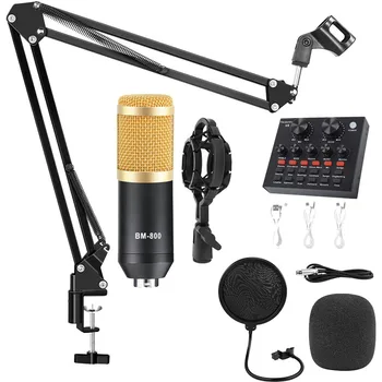 

Professional BM800 Condenser Microphone Studio Recording Kits For Computer Cell Phone Bm 800 Karaoke Microphone With Sound Card