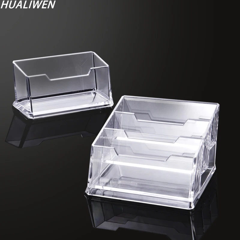 Clear acrylic Plastic Desktop Business Card Holders Display Stands Transparent Card Case Box School Office Supplies