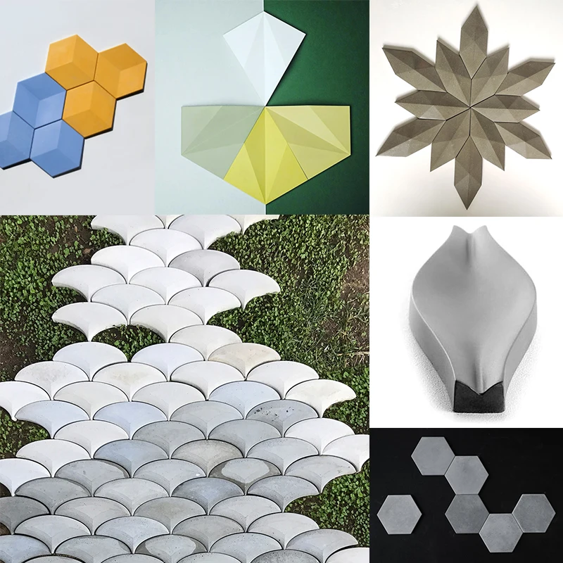 Geometric design concrete wall tile silicone mold cement TV background wall paste mold plaster decorative tile