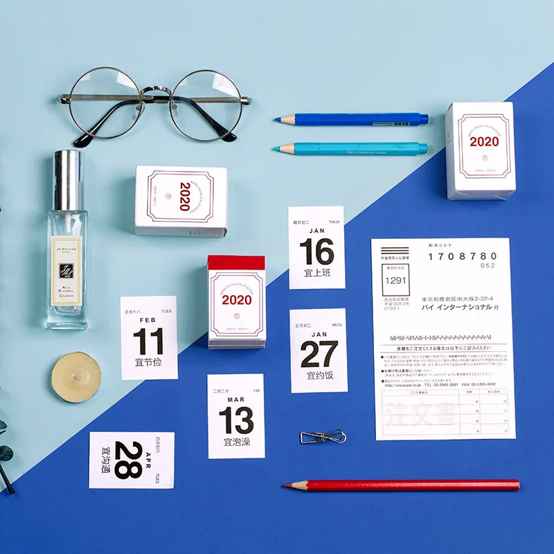 

New Arrived 2020 Simple Calendars Mini Desktop Paper Calendar Dual Daily Scheduler Table Planner Yearly Agenda Organizer