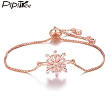 Pipitree блестящий браслет принцессы CZ Циркон снежинка Femme брендовые модные браслеты со стразами для женщин цепочка ювелирный браслет