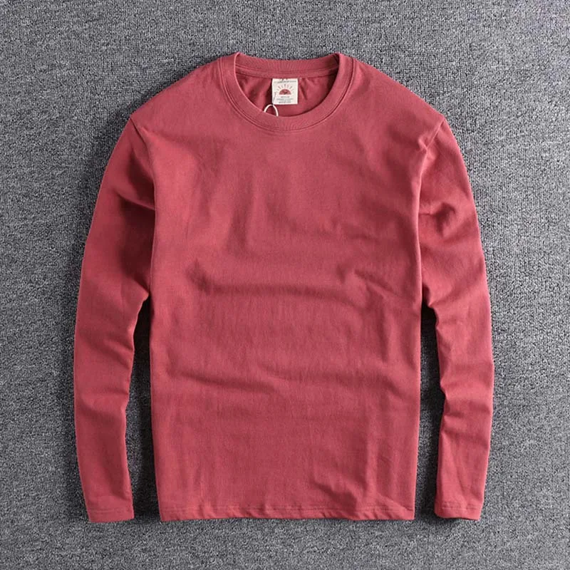 

2019 new arrival pure color pure cotton tops T plus size man's simple designer all can be match long sleeve tops T high quality clothes boy wear