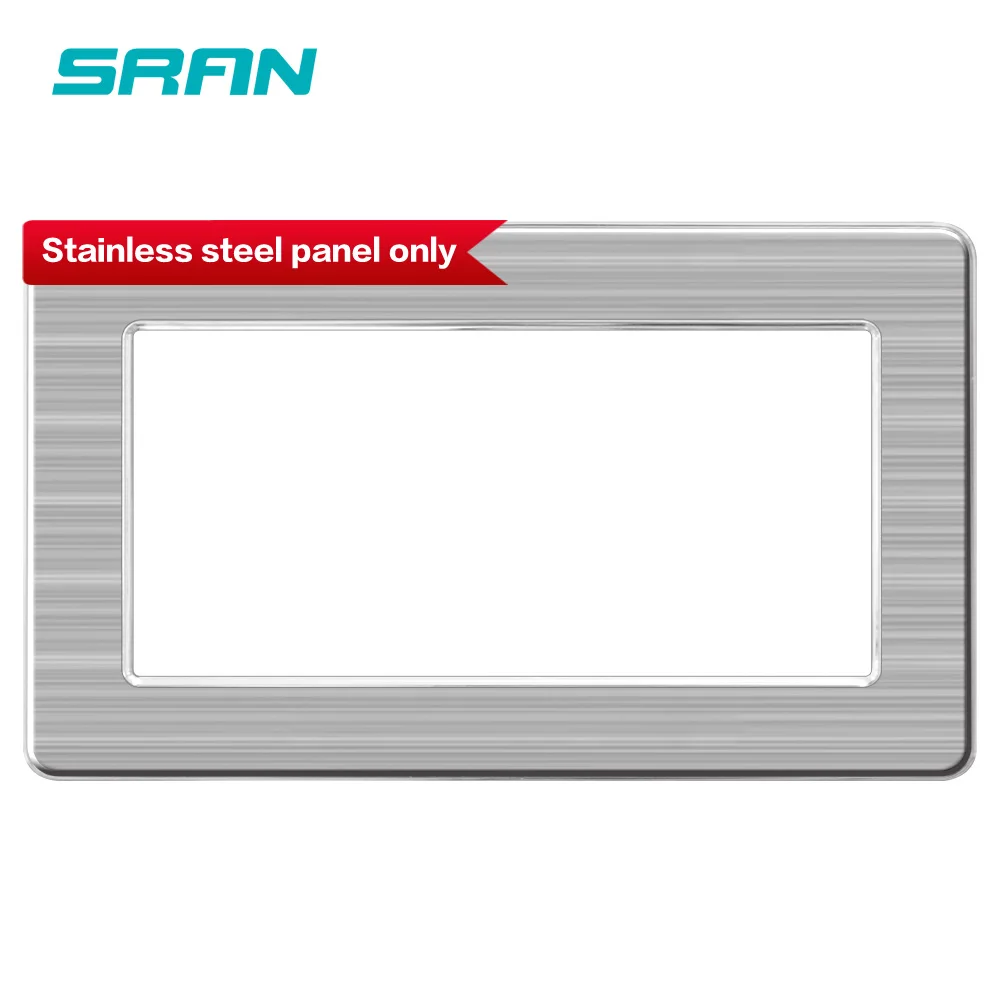 SRAN Blank panel with Installing iron plate 146mm*86mm silver brushed stainless steel switch socket panel