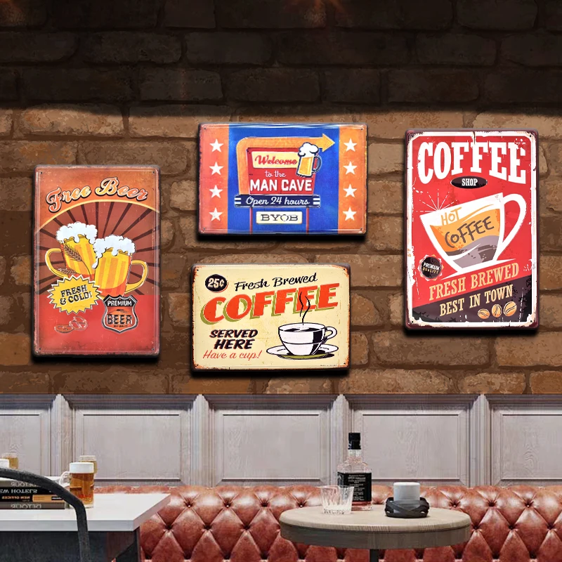 Pop COFFEE BEER COLA винтажная 3D рельефная металлическая жестяная вывеска Бар Паб Отель