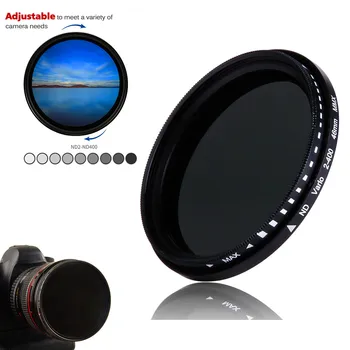 

ND2-400 Neutral Density Fader Variable ND filter Adjustable 37 40.5 43 46 49 52 55 58 62 67 72 77 82 86 mm for Nikon Canon Sony