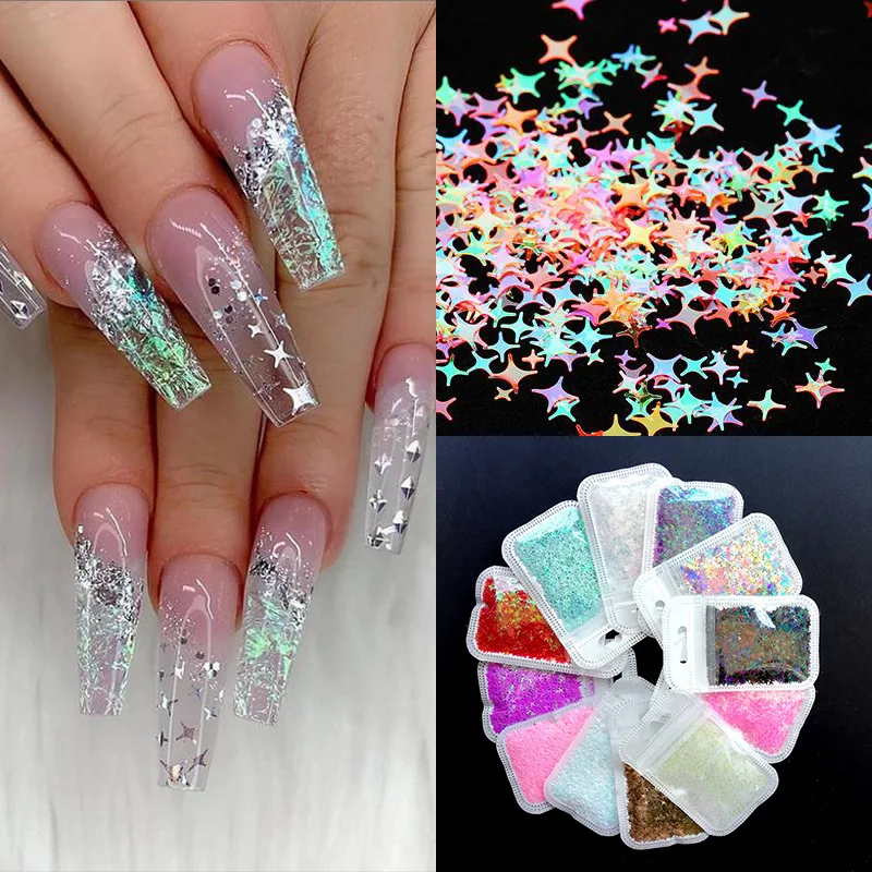 

Holographics Laser star Nails Colorful Flakes Paillette Tool Nail Art Decorations DIY Design supplies nail art decorations