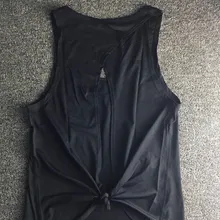 18 стиль Фитнес быстросохнущая Женская одежда с короткими рукавами Спортивная майка для фитнеса блузка с завязанным на спине узлом