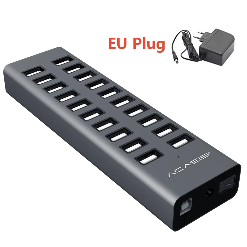 20 портов Мульти USB 2,0 концентратор высокоскоростной передачи данных быстрое зарядное устройство разветвитель внешний 12V7. 5a адаптер питания для телефона планшета - Цвет: EU Plug
