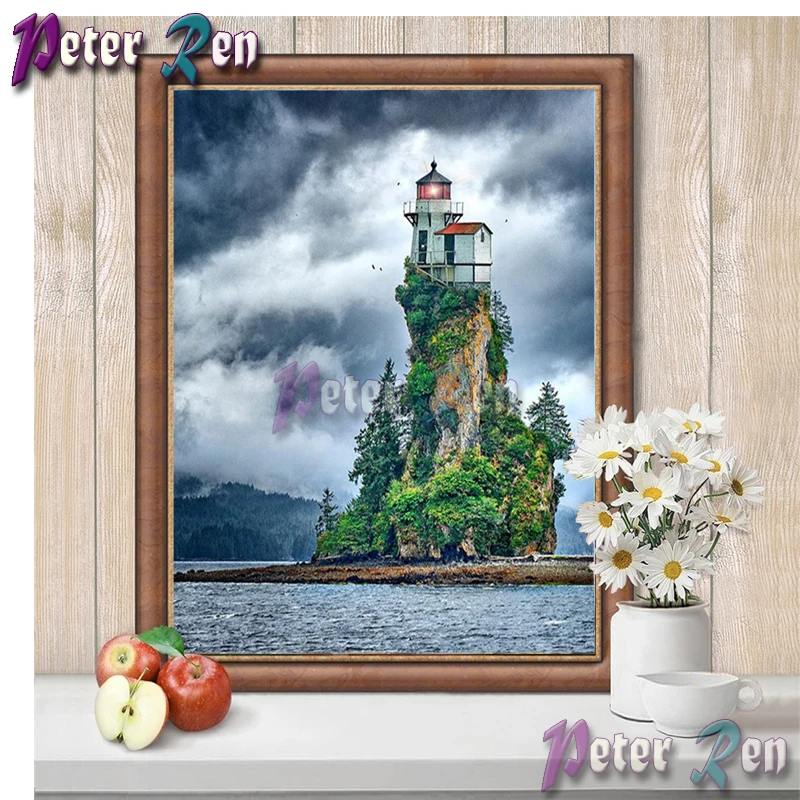 5d Landscape lighthouse Diamond painting Diy Square/round Rhinestones cross stitch embroidery picture Modern home decoration