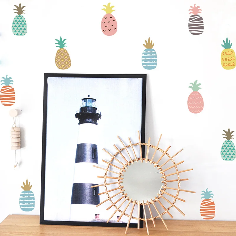 

Wall Stickers on the Refrigerator Colored Pineapple Detachable Kitchen Sticker Room Decoration Vinyl Wall Tile Stickers