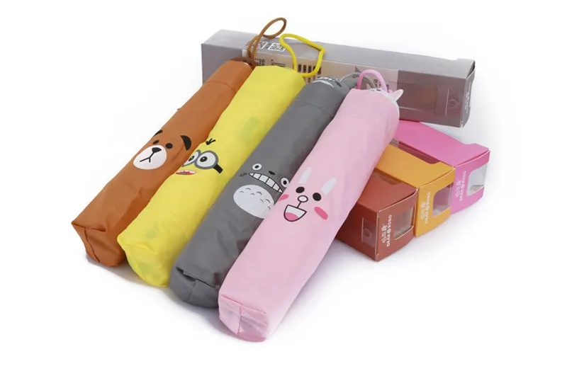 Creative Cute Cartoon Bear Rabbit Totoro Villain Children Umbrella 3 Folding Pongee Windproof Rain Umbrella For Kids12