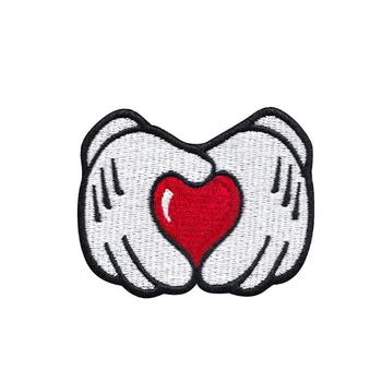 

2.5'' Mouse Heart Hands Iron on & Sew on Embroidered Applique Decoration DIY Craft for Tshirts Denim Jackets Hats Bags