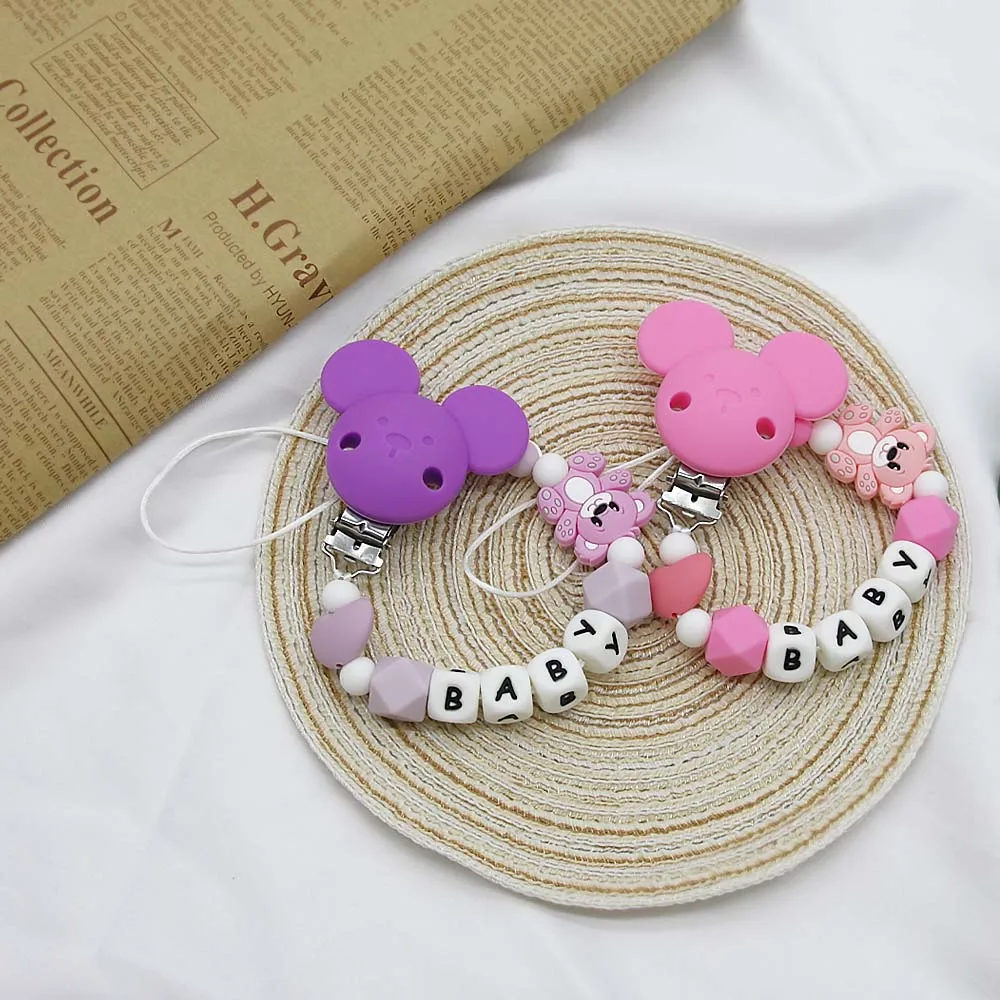 

Милая идея, персонализированное название ребенка, фотозажимы без бисфенола А, пищевой медведь, силиконовые бусины, детская фотоигрушка