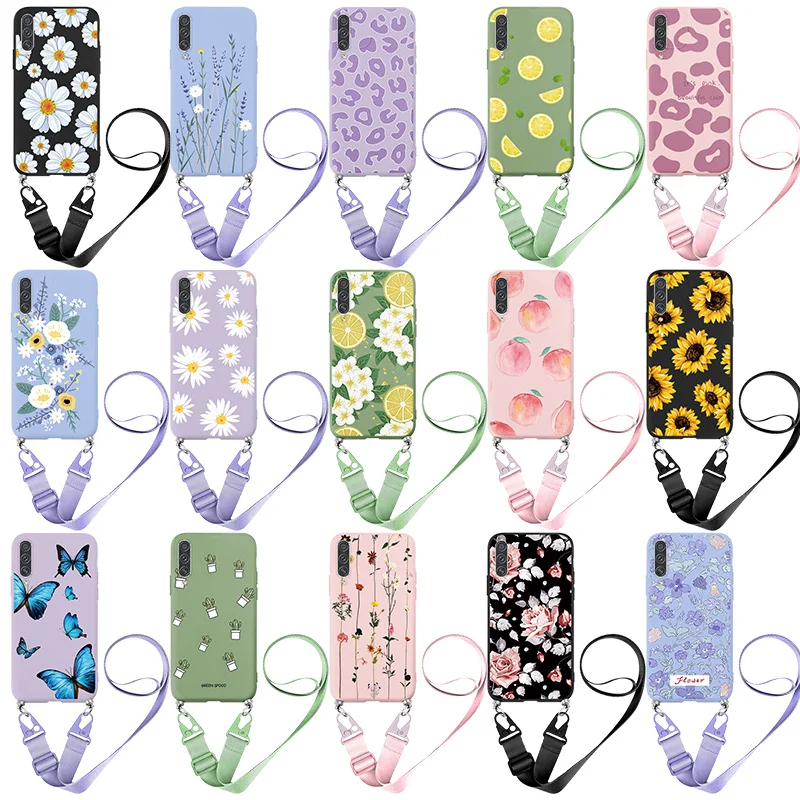 silicone cover with s pen Luxury Cord Rope Chain Lanyard Cases For Samsung Galaxy A50 A50s A30s For Samsung A50 A30s A 50 A 30 S Necklace Strap Fundas TPU kawaii samsung cases