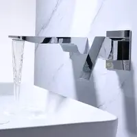 BAKALA Bright Chrome Bathroom Waterfall Basin Mixer Faucet Single Lever Wall Mounted Washing Basin Taps Waterfall Bath Mixer Tap 2