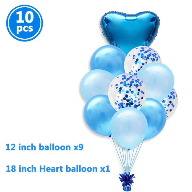 10pcs blue Первый день рождения мальчик вечерние голубые серебряные конфетти воздушные Шары Баннер 1-й декорации с днем рождения ребенок мой 1 год Декор ко дню рождения - Цвет: 10pcs blue