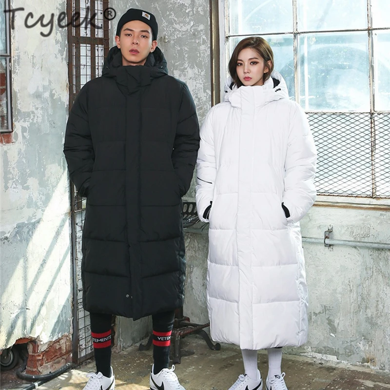 Tcyeek женский пуховик с капюшоном, плотное зимнее пальто, мужская одежда, корейский теплый длинный пуховик, модная верхняя одежда 201905066
