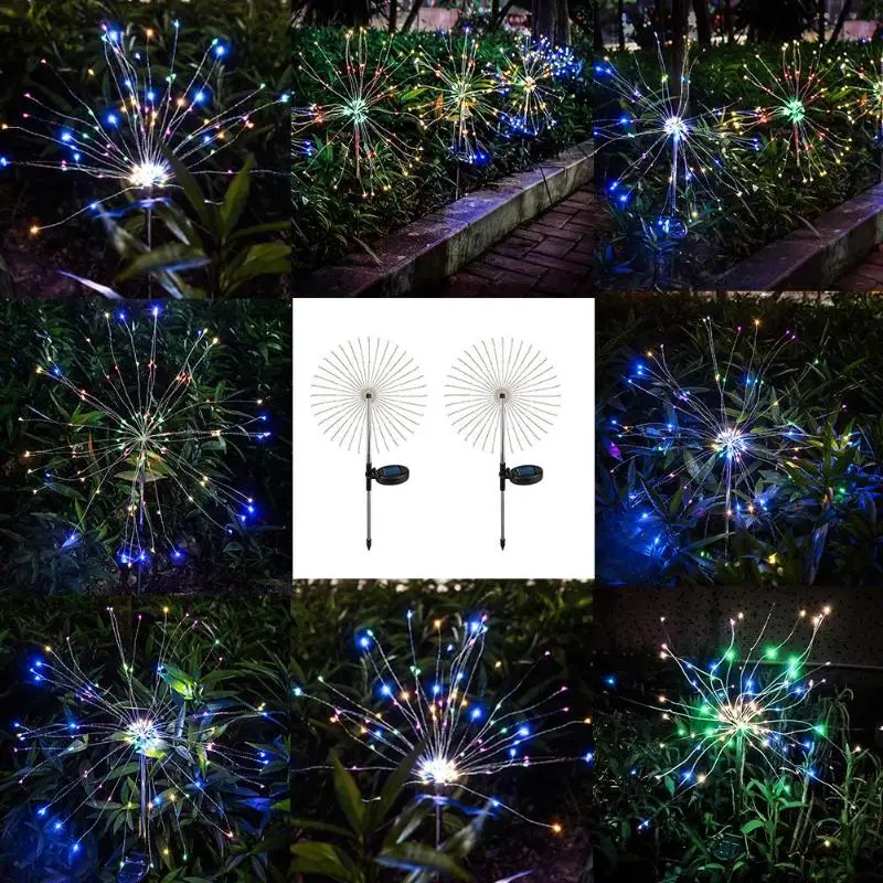 Солнечный 105LED Сказочный светильник Starburst 3 режима Водонепроницаемый Рождественский Декор лампа теплый белый/многоцветный фейерверк светильник