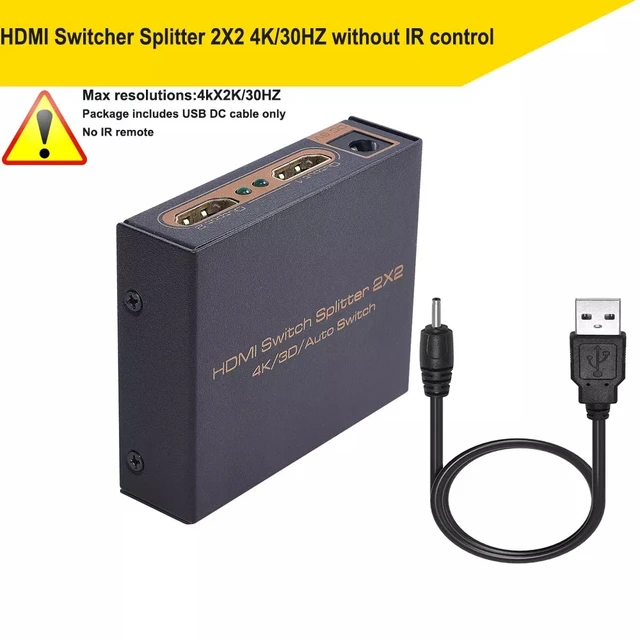 3D 1080P 4K HDMI Splitter 4Kx2K@60hz HDMI Switch Splitter 2x2 2 in 2 out 2X8 2 in 4 Out 2 in 8 Out Remote Control Power Supply HDMI 2X2 No IR