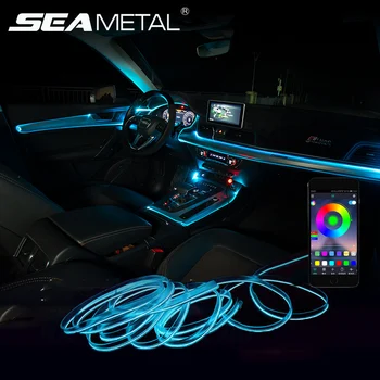 

12V LED Car Atmosphere Light RGB Multicolor EL Neon Strip Lamp Car Interior Decoration Light APP Sound Control Auto Accessories